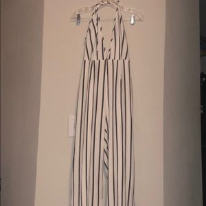 Black and white stripped jumpsuit